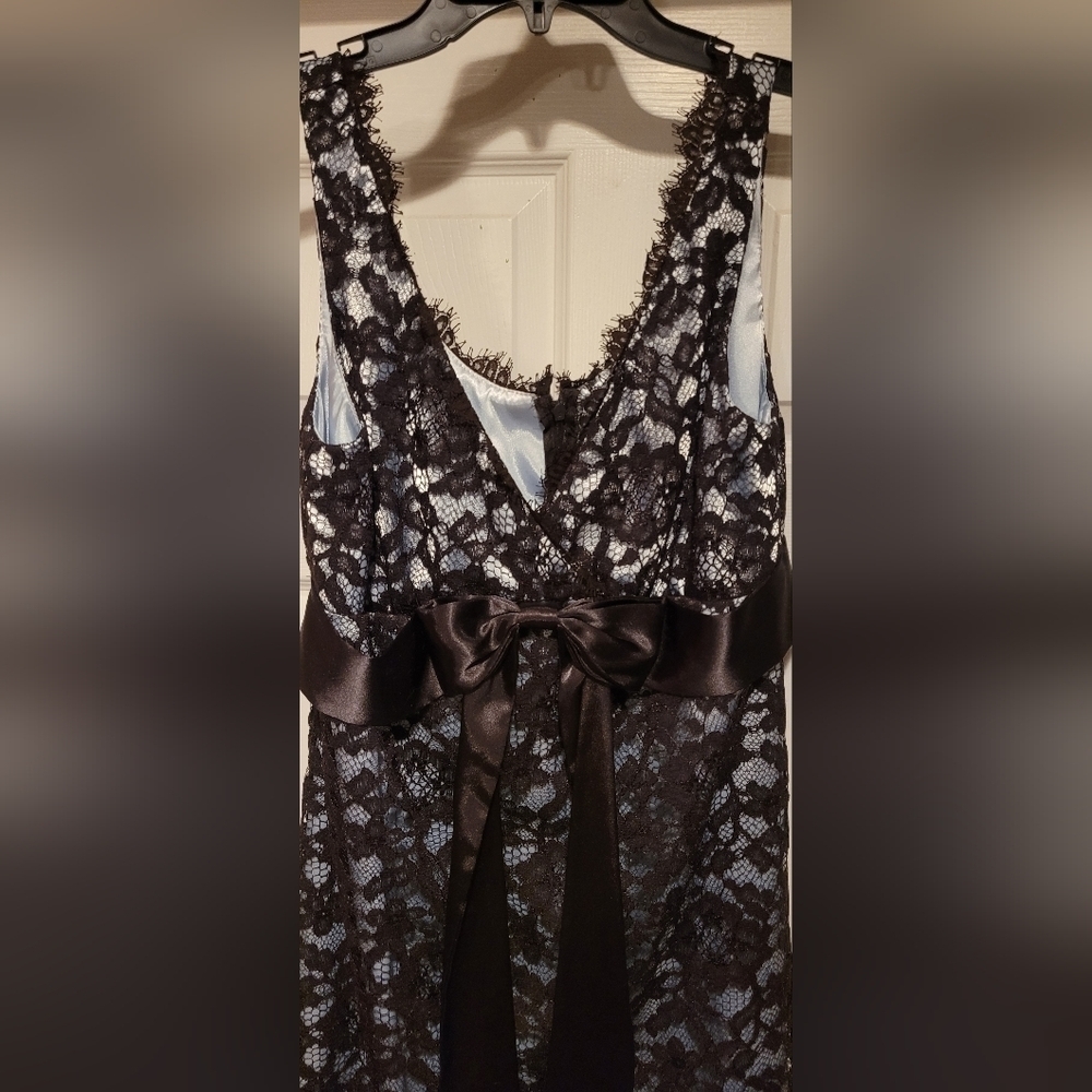 NWT $139 Coldwater Creek Women's Sleeveless Brownish Black Lace over Satin Dress - Picture 6 of 8